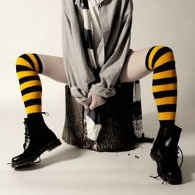 Overknees met Streep of Dessin