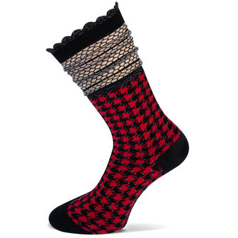 Sokken Jamie Lang in Zwart met Rood in Maat 35-38