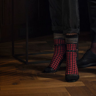 Sokken Jamie Lang in Zwart met Rood in Maat 35-38