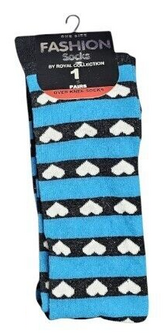 Kniekous blauw gestreept met hartjes