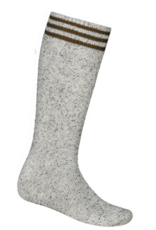 Tirolerkousen grijs met 3 bruine detailranden