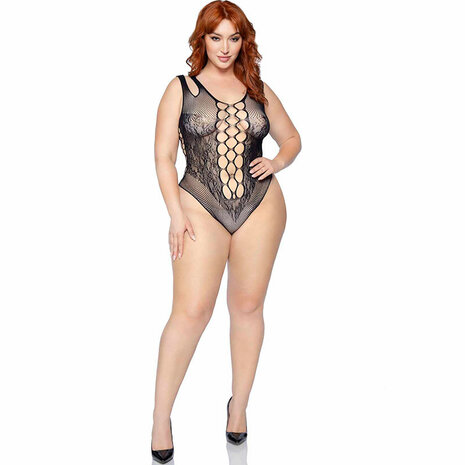 Bodystocking Visnet en Kant in Plus Size