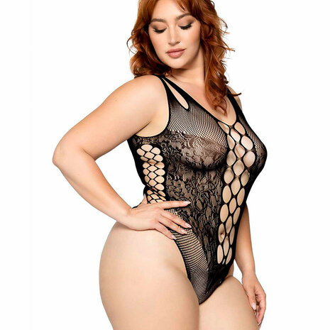 Bodystocking Visnet en Kant in Plus Size