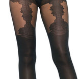 Panty met Ingeweven Bloemen Kousenband