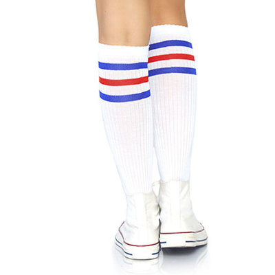 Sokken Knie Sport Wit met Blauw en Rood