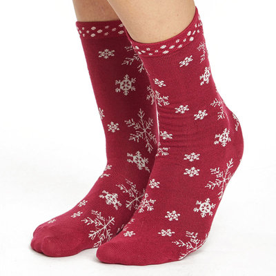 Sokken Thought Bamboe Snowflake in Rood