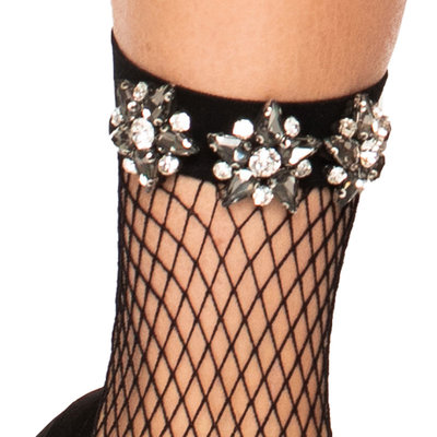 Sokken Enkel Luxe Visnet met Strass Steentjes
