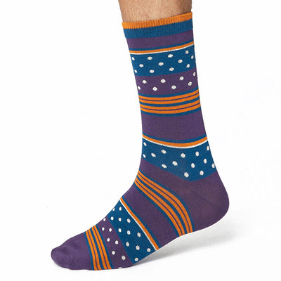 Bamboe Herensokken Spot & Stripe Plum