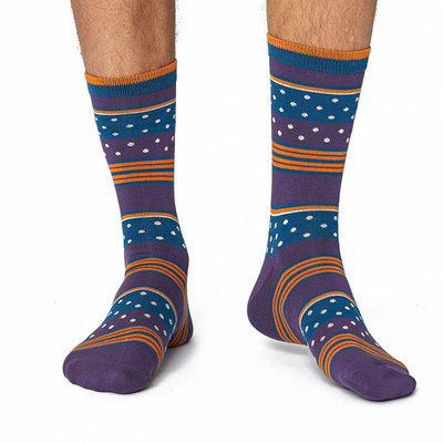 Bamboe Herensokken Spot & Stripe Plum