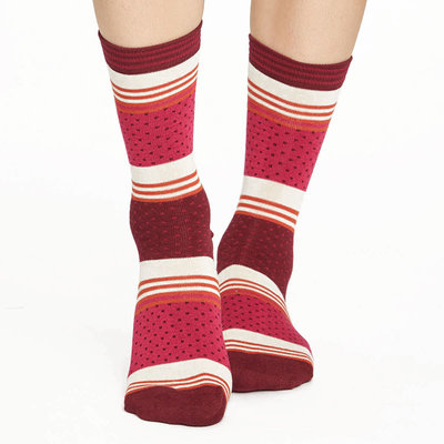 Sokken Thought Bamboe Dotty Stripe in Rood