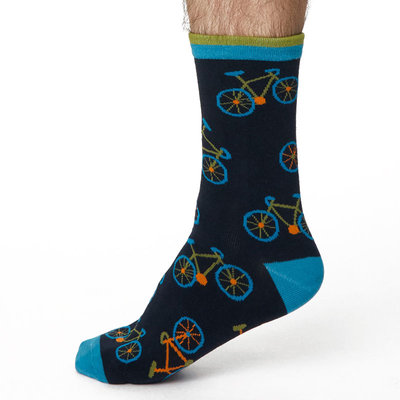 Bamboe Herensokken Fiets in Navy
