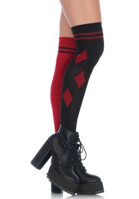 Kousen Overknee Harlekijn Zwart/Rood