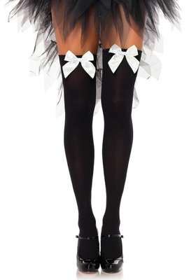 Kousen Strik Zwart met Wit Overknee