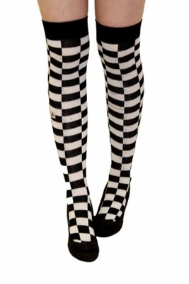 Kousen Overknee Blok Zwart/Wit