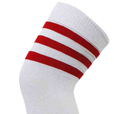 Kousen Overknee Scheidsrechter Wit met Rood