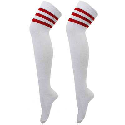 Kousen Overknee Scheidsrechter Wit met Rood