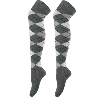 Kousen Overknee Argyle Grijs