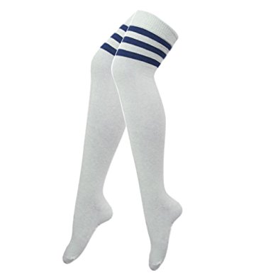 Kousen Overknee Scheidsrechter Wit met Blauw