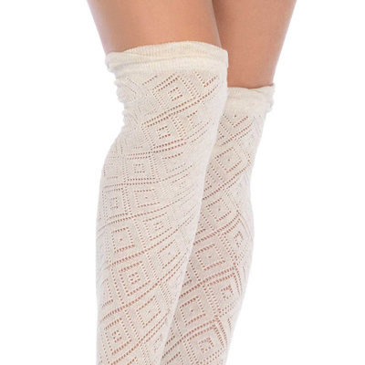 Kousen Luxe Overknee Gehaakt Oatmeal