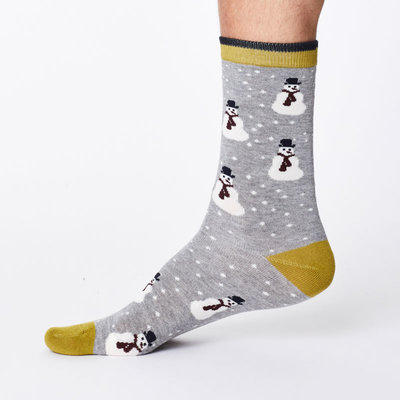 Bamboe Herensokken Snowman Grey Marle