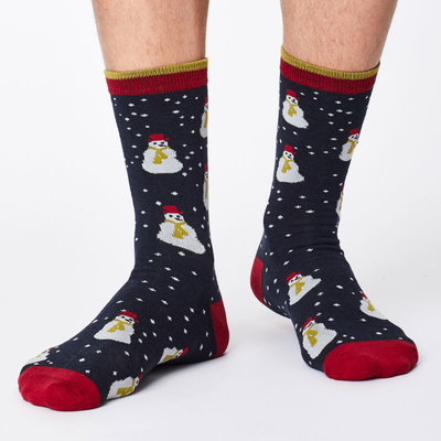 Bamboe Herensokken Snowman Navy