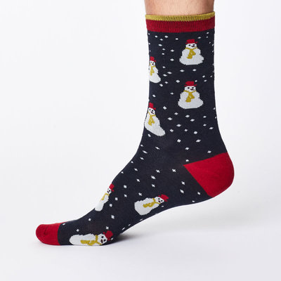 Bamboe Herensokken Snowman Navy