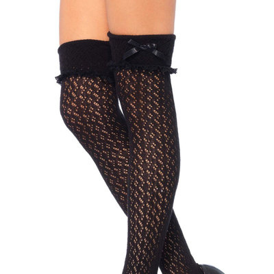 Kousen Luxe Overknee in zwart gehaakt