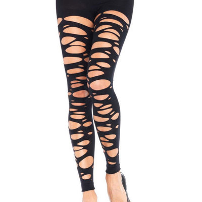 Panty Voetloos Zwart met Gaten