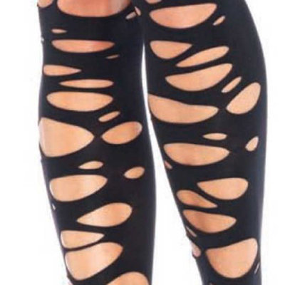 Panty Voetloos Zwart met Gaten