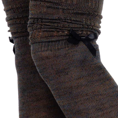 Kousen Luxe Scrunch Bruin met Strikje