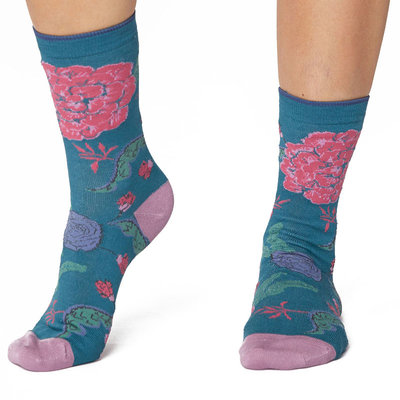 Sokken Thought Bamboe Grand Floral Kingfisher Green