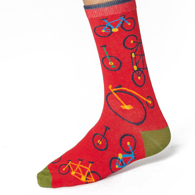 Bamboe Herensokken Bicycle Hibiscus Rood