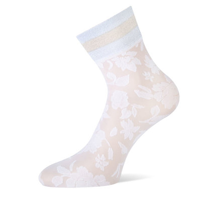 Sokken Enkel Panty Bloemen Pizzo Wit Goud