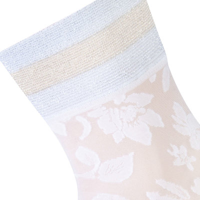 Sokken Enkel Panty Bloemen Pizzo Wit Goud
