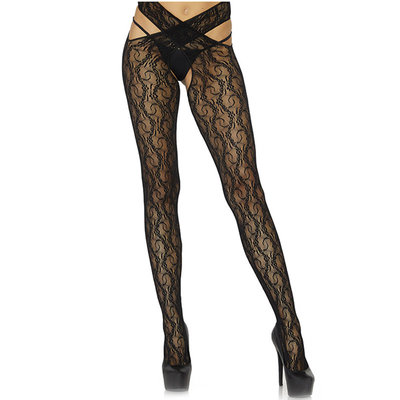 Luxe Wikkelpanty in zwart bloemenkant