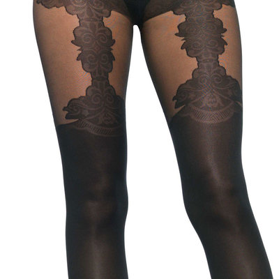 Panty met Ingeweven Bloemen Kousenband