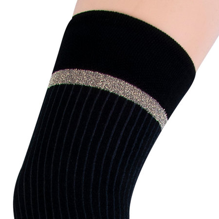 Kousen Luxe Overknee Nadine Zwart met Goud