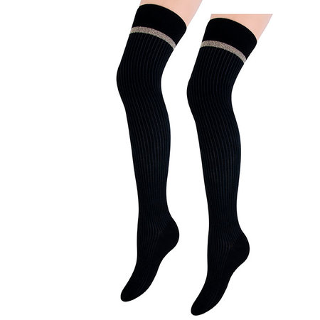 Kousen Luxe Overknee Nadine Zwart met Goud