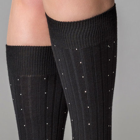 Kniekousen Lynn in zwart met Glittertje
