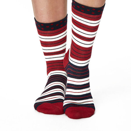 Bamboe Damessokken Addy Stripe in Rood