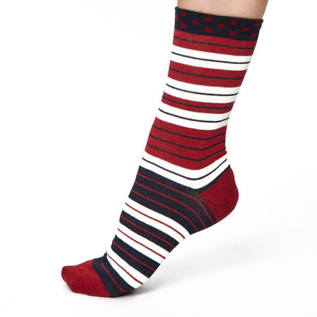 Bamboe Damessokken Addy Stripe in Rood