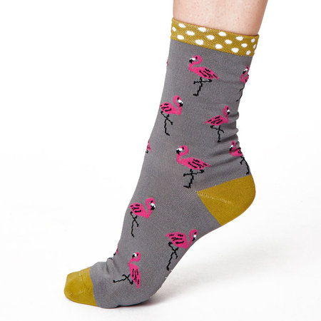 Sokken Thought Bamboe Flamingo in Grijs