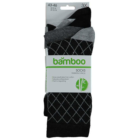 Bamboe Herensokken 3-Pack Antraciet Ruit