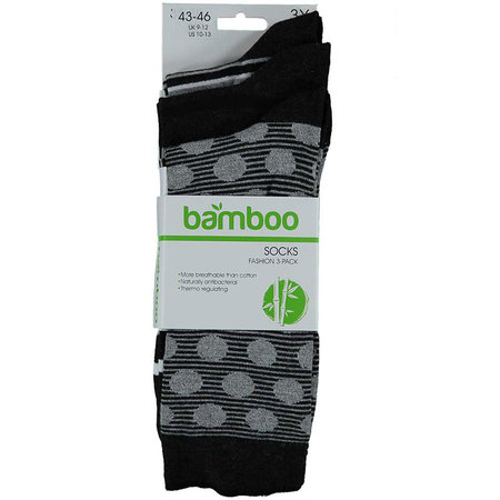 Bamboe Herensokken 3-Pack Antraciet Stip
