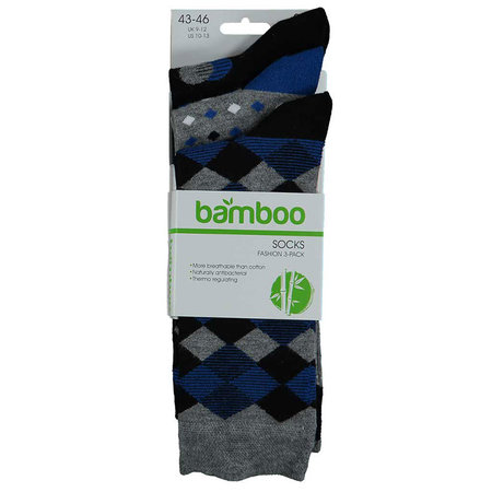 Bamboe Herensokken 3-Pack Zwart Blauw