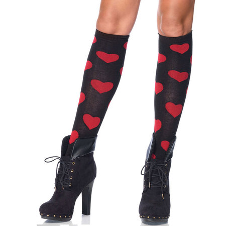 Sokken Knie Love Sick Zwart met Rood