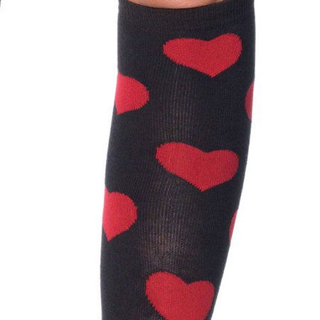 Sokken Knie Love Sick Zwart met Rood