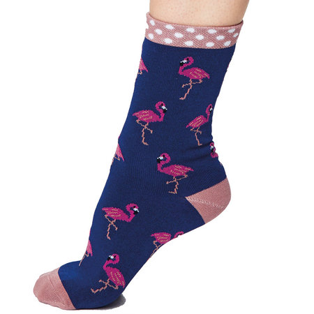 Bamboe Damessokken Flamingo in Blauw