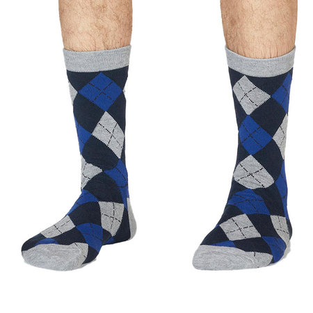 Bamboe Herensokken Argyle Grijs en Blauw