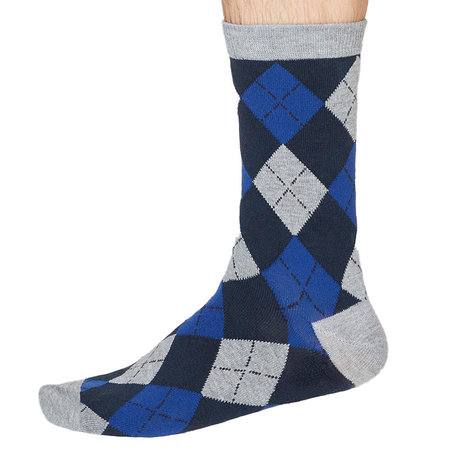 Bamboe Herensokken Argyle Grijs en Blauw